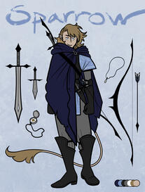 Full-body reference sheet for an original DnD character - April 2024