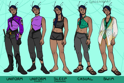Clothing designs for an original character - January 2024